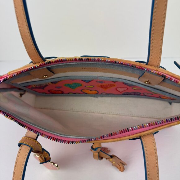 Authentic Dooney & Bourke Tassel Zip Top Heart Print Shoulder Bag. - Picture 6 of 16